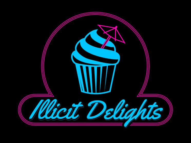 Illicit Delights: Logo for San Francisco-based baker specializing in mini cupcakes based off your favorite cocktails.