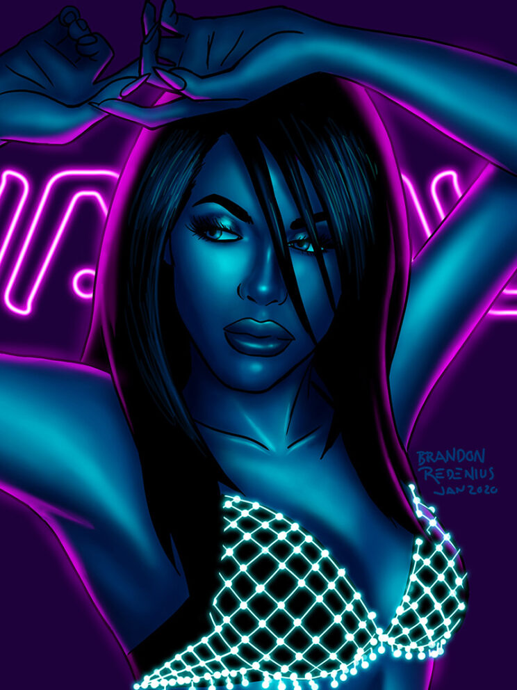 Aaliyah Neon Fan Art
